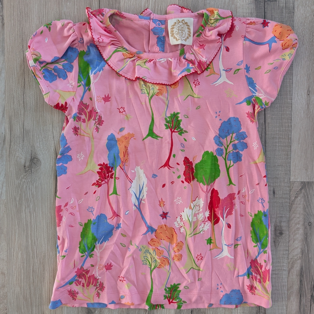 The Beaufort Bonnet Company Pink Tree Print Kids Shirt, 10Y (V3)